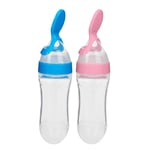 Hot 90ml Silicone Baby Toddler Feeding Bottle With Spoon Food Cereal Sque