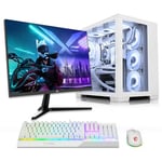 AWD-IT X= CUBE White Ryzen 7 5700X NVIDIA RTX 4060 8GB Windows 11 27" IPS Monitor Desktop PC Gaming Package