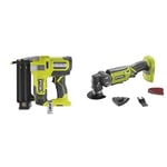 RYOBI R18GN18-0 18V ONE Plus Cordless 18 Gauge Nailer Bare Tool, One Size, Hyper Green & ONEPlus R18MT-0 18V Cordless Multi Tool (Zero Tool), Hyper Green