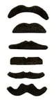 Folat 09963 Black Moustache Set-6 Pieces, Unisex Adult, One Size