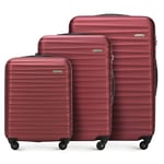 WITTCHEN Valise de Voyage Set de 3 valises Valise à roulettes Bagages à Main Set de valises de Voyage en ABS avec 4 roulettes pivotantes Serrure à Combinaison Poignée télescopique Groove Line Marron