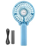 EasyAcc Handheld Electric USB Fans Mini Portable Outdoor Fan with Rechargeable Battery Foldable Handle Desktop for Home and Travel - Blue