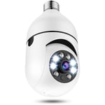 Caméra de sécurité à ampoule, caméra IP panoramique panoramique/inclinable à 360 degrés, 2,4 GHz WiFi 1080P Caméra de surveillance domestique