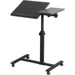 Dazhom - Table pour Ordinateur Portable Mobile,avec 4 roulettes,Bureau Réglable en Hauteur 58-90 cm,Table d'Appoint pour Salon