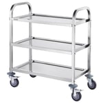 VEVOR Chariot de Laboratoire à 3 Étages Chariot à Service Médical 74x39,6x86 cm Desserte en Acier Inoxydable Charge 181 kg Déplacement Silencieux pour Rangement Clinique Cuisine Hôtel Salon de Beauté