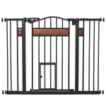 PawHut Pet Gate with Cat Door Auto Close Double Locking for Stairs