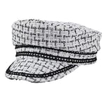 ZYM Vintage Newsboy Cap White Baker Boy Hat Ladies Beret Autumn Winter Designer Plaid Newsboy Hat-White