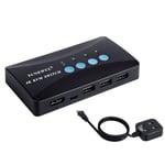 4K Commutateur Kvm Switch 4 Port, Switch Kvm Hdmi Usb Pour Brancher Max 4 Pc Sur 1 Écran Et 3 Périphériques Usb, Avec Contrôleur De Bureau Et 4 Câbles Kvm 2-En-1[PCZ230149]