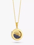 Rachel Jackson London Personalised Small Deco Sun Birthstone Amulet Necklace, Gold