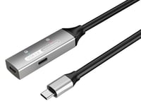 PremiumCord Câble d'Extension USB-C Actif Avec Répéteur 10 m, USB-C Femelle vers Mâle, USB 3.2 Gen 1 Super Speed 5 Gbit/s​​​​, 2x Blindé, AWG20/28, Boîtier en Aluminium, Couleur Noir, Longueur 10 m