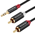 Câble RCA Jack Audio Stéréo, 3.5mm vers 2RCA Mâle pour Smartphone,Amplificateur, Chaîne HiFi,Home Cinéma,TV,Autoradio etc (2M)