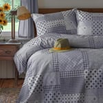 LERUUM Kingsize Duvet Cover Sets Patchwork Geometric Pattern Cotton Blue Bedding Quilt Case with Pillowcases (Cumbus King)