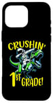 Coque pour iPhone 16 Pro Max Motif « I Crushed 1st Grade Astronaute on a T Rex School »