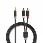 Nedis stereokabel, 1x 3,5mm hane till 2x RCA hane, 2m