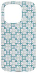 Coque pour iPhone 15 Pro Blue Grey Crosses Squares Chains Geometric Moroccan Pattern