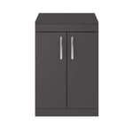 Nuie Athena Gloss Grey 600mm Floorstanding 2-Door Vanity Unit & Worktop Bathroom