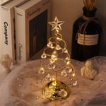 Christmas Ornament with Crystal Ball,LED Lighted Desk Decoration Star Ornament Display Metal Stand Tabletop Light Holder, gold gold small