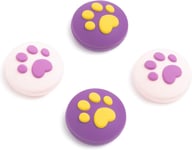 Thème De Patte De Chat Mignon - Capuchons Pour Poignées De Pouce, Compatibles Avec Nintendo Switch & Switch Lite Uniquement, Étui Pour Joystick En Silicone Souple Violet Safran 4 Pièces