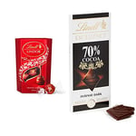 Lindt Lindor Milk Chocolate Truffles Box - The Ideal Gift - Chocolate Balls with a Smooth Melting Filling, 200 g & EXCELLENCE Dark 70% Cocoa Chocolate Bar - 100 g