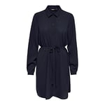 ONLY Onlnova Life VIS L/S Shirt Dress Solid Robe, Night Sky, S Femme