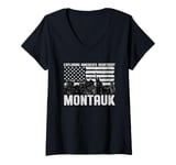 Womens Exploring Americas Heartbeat Montauk Montaukett V-Neck T-Shirt