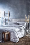 Appletree Loft - Sanya - Cross stitch and textured stripes Duvet Cover Set - Single Bed Size in Silver