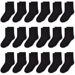 GENTABY Girls School Socks Black Boys - Kids Plain White Socks Mid-cut Half Socks Grey Unisex Elasticity Socks 18 Pairs 4-7 Years Breathable Toddler Crew Socks Size 9-12/12-3