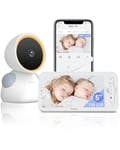 ARENTI 3MP Babyphone Caméra, 5" Moniteur, Caméra Surveillance Bébé WiFi, Détection Intelligente, Audio Bidirectionnel, Vision Nocturne, Veilleuse, Berceuses, Détection de la Température/l'Humidité