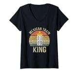 Womens Mexican Train King Board Game Dominoes Lover Domino Player V-Neck T-Shirt