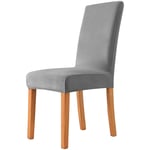 Thick Velvet Chair Cover Dining Chair Slipcover Elastic Stretch Chair Cover Case (velvet fox Silver grey, set of 6)