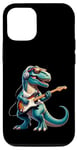 Coque pour iPhone 15 Pro Dinosaure Avec Guitare Pour Musicien Guitariste Guitare