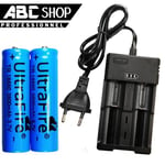 2 PILE ACCU BATTERIE RECHARGEABLE 18650 3.7V 3800mAh Li-ion + CHARGEUR DOUBLE " CHARGE RAPIDE "