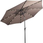 Parasol Déporté avec 24 LED 1 5W 8 Baleines Robustes pour Plage Café Balcon Imperméable et Inclinable