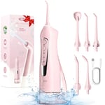 COSLUS Jet Dentaire Hydropulseur Portable 300 ML Sans Fil Irrigateur Dentaire Rechargeable Hydropulseur Dentaire Double Débit d'eau Water Oral Flosser Étanche IPX7 Pour La Maison et Les Voyages Rose