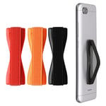 Set of 3x Smartphone Phone Finger Straps Grips - Black Orange Red