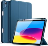 Coque Pour Ipad 10 (10,9 Pouces, Modèle 2022, 10ème Génération) Avec Porte-Stylet, Étui Housse Mince Tablette Avec Dos En Tpu Souple Avec Veille/Réveil Automatique (Bleu Vert)[Coq101376]