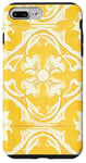 Coque pour iPhone 7 Plus/8 Plus Carrelage floral jaune avec détails ornementaux