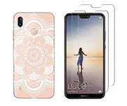 NOVAGO Compatible avec Huawei P20 Lite-Pack de 2 Films Protection écran en Verre trempé +1 Coque Résistante et Solide Anti Choc (1 Coque +2 Films, Transparent)