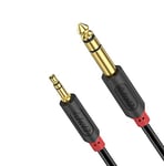 J&D 3.5 mm to 6.35 mm Cable, Gold Plated Audiowave Series 3.5mm 1/8 inch Male TRS to 6.35mm 1/4 inch Male TRS PVC Shelled Stereo Audio Cable Compatible for iPhone, Amplifiers, 3 Feet