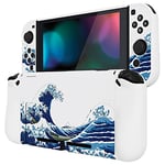 PlayVital Coque de Protection pour Switch,Coque Ergonomique pour Nintendo Switch,Upgraded Housse de Protection pour Switch,Cover Séparable pour Switch Joycon-Grande Vague Kanagawa