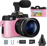 Appareil Photo Numérique Photo, Appareil Photo Vidéo 4K 48Mp, Appareil Photo Vlogging Zoom Numérique Youtube 16X, Appareil Photo De Voyage Avec Carte Sd De 32 Go Et Objectif Macro Grand Angle¿Pink¿