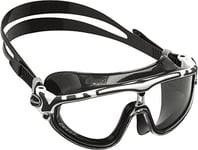 CRESSI Skylight Goggles Black/White Black - Lunettes de Natation Snorkeling et Piscine pour Adultes, Vue à 180° Antibuée, 100 % Anti UV, Noir/Blanc Noir - Lentille Claire, Taille Unique