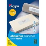 Agipa Etiquettes blanches coins arrondis multi-usage AGIPA 119641 63,5 x 33,9 mm - Pochette de 600