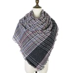 FENGHUAN Scarf Autumn And Winter Classic Plaid Striped Circle Yarn Triangle Scarf Turban Short Beard Scarf Xgs-01 Dark Gray