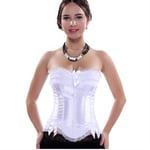 ZXF Bustiers et Corsets Femme Sexy Satin Overbust Corset en Dentelle Bowknot Décoré Clubwear Showgirl Body Shaper (Color : White, Size : XXX-Large)