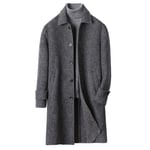 Mens Winter Coat Slim Fit Padded Wool Trench Coats Long Thick Elegant Jacket Overcoat