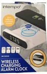 Intempo Wireless Alarm Clock Phone Charger Slimline White Plastic LCD Display