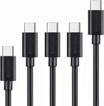 (Lot de 5 Câbles USB Type C vers USB Type C 2.0 (0,3mx1,1,0mx3,1,8mx1) de Données et Charge pour Samsung Galaxy S8,S8 Plus,Nexus 6P,LG G6,New MacBook,Google Pixel XL (Noir)