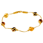 Be-Jewelled Cabochon Amber Snake Chain Bracelet, Multi