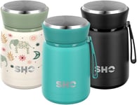 SHO Food Flask - Vacuum Insulated, Double Walled Stainless Steel Food Flask & Fo